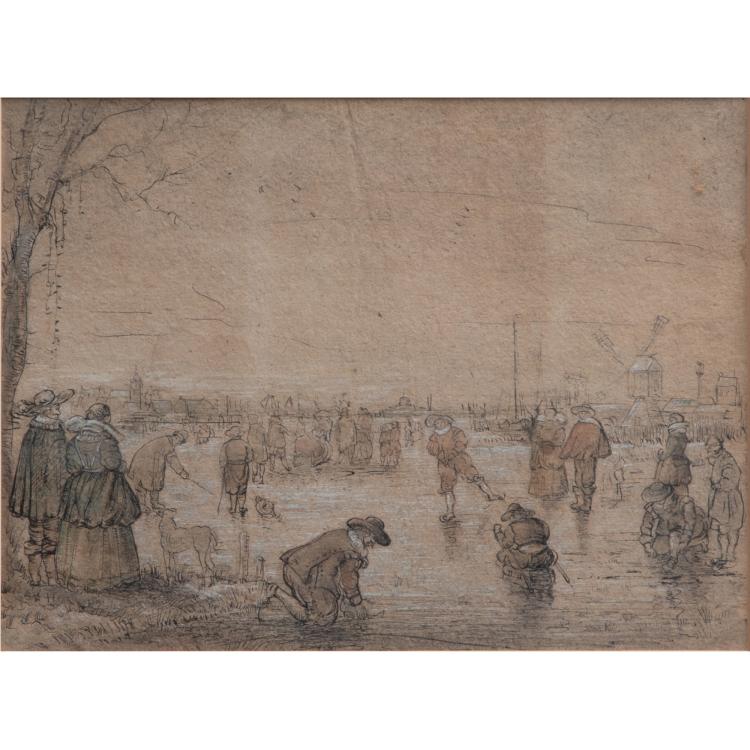 Hauptbild zu Objekt, Winter landscape with ice skaters, probably 17th century, Hendrik Avercamp (in the style of), 173D 770