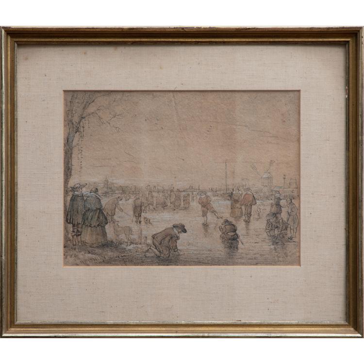 Bild 1 zu Objekt, Winter landscape with ice skaters, probably 17th century, Hendrik Avercamp (in the style of), 173D 770