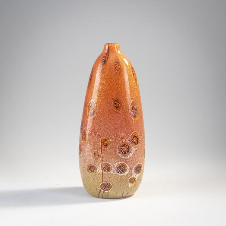 Hauptbild zu Objekt, Vase 'A reazione policrome (ad anelli)', um 1950, Giulio Radi, A.Ve.M., Murano, 173C 733