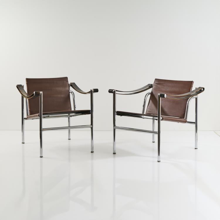 Hauptbild zu Objekt, Zwei Armlehnsessel 'LC 1', 1928, Pierre Jeanneret,Charlotte Perriand,Le Corbusier Charles-&Eacute;douard Jeanneret-Gris, Cassina, Mailand / Milan, 174B 551