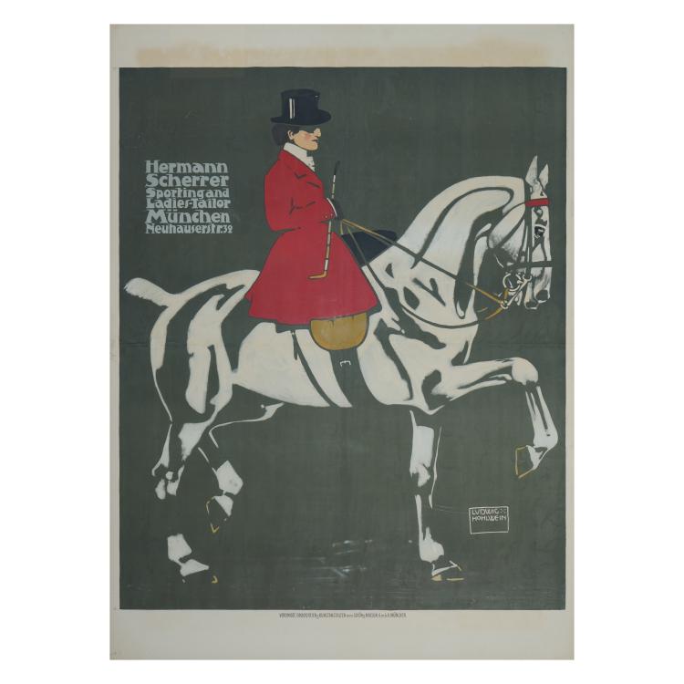 Hauptbild zu Objekt, 'Hermann Scherrer Sporting and Ladies Taylor, M&uuml;nchen', 1908, Ludwig Hohlwein, 174A 448