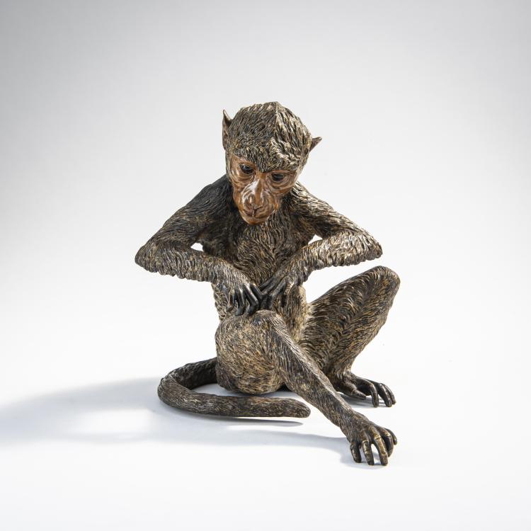 Hauptbild zu Objekt, Bronze figure 'Monkey', c. 1900, Franz Xaver Bergmann, 174A 278