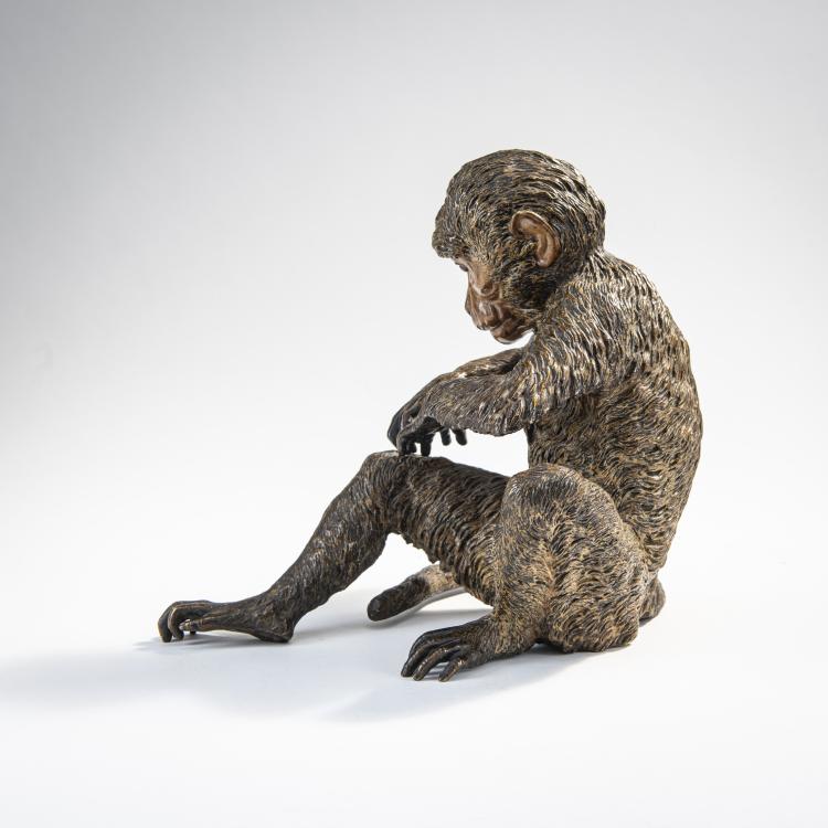Bild 1 zu Objekt, Bronze figure 'Monkey', c. 1900, Franz Xaver Bergmann, 174A 278