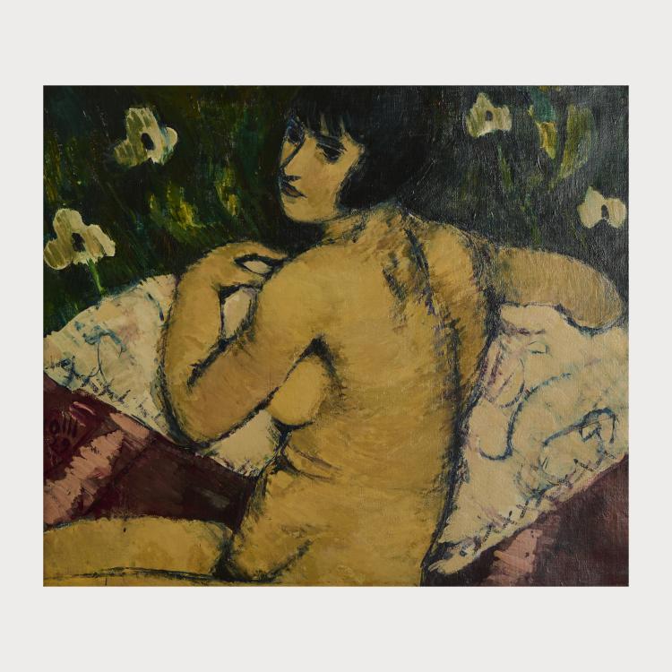 Hauptbild zu Objekt, Seated female nude in landscape, 1929, Carl Otto M&uuml;ller, 175D 684