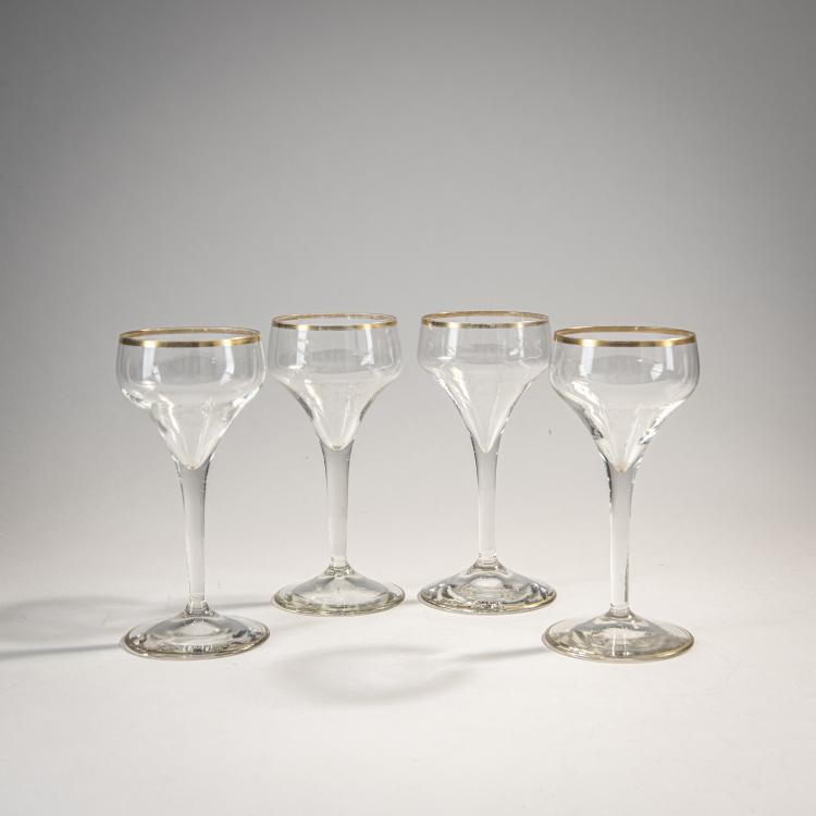 Hauptbild zu Objekt, Vier Weingl&auml;ser, um 1901, Peter Behrens, Poschinger, Benedikt, Oberzwiesel, 174A 245