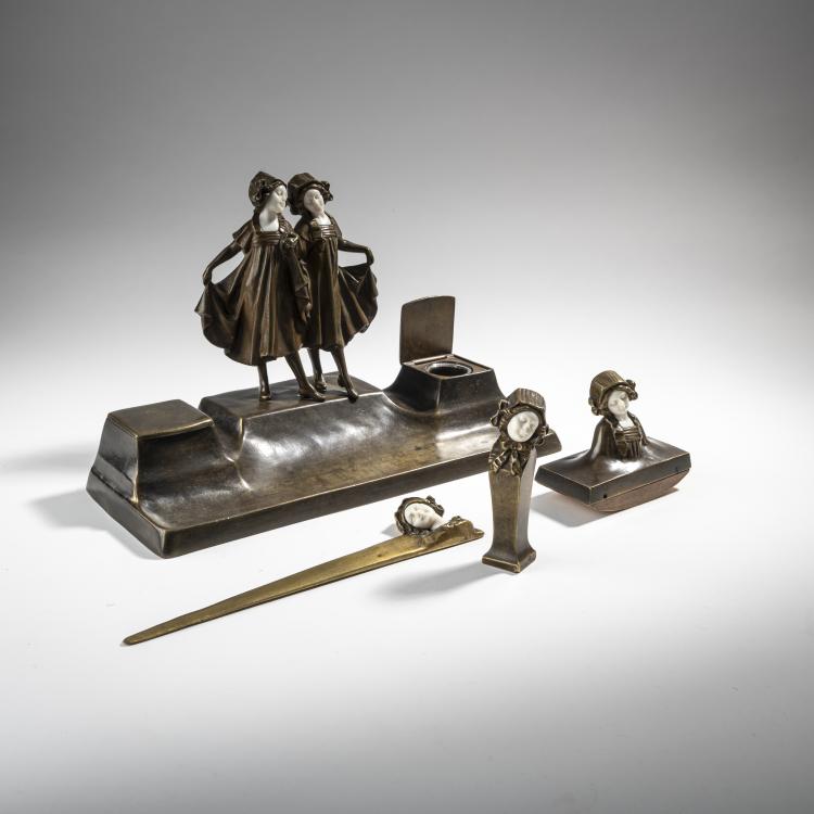 Bild 1 zu Objekt, Four-piece chryselephantine desk set, c. 1910, Peter Tereszczuk, Tereszczuk-Ullmann, Wien, 176C 591