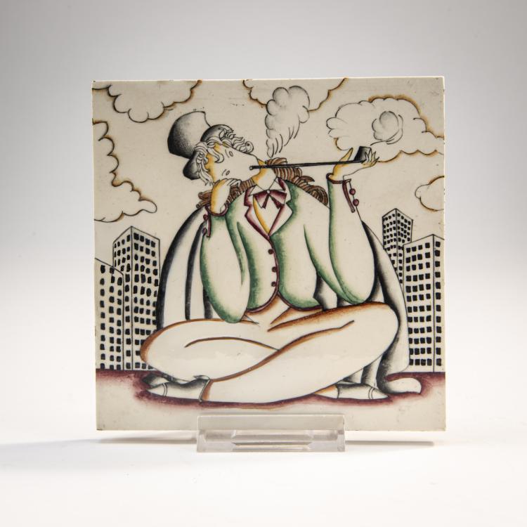 Hauptbild zu Objekt, 'Il Fumatore Stanco' tile, 1930er Jahre, Gio Ponti, Ginori, Richard, Sesto Fiorentino, 174B 454