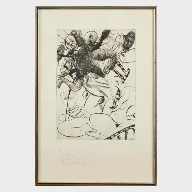 Bild 2 zu Objekt, 'Phyton', 1990 and overpainting on 'Val de Bens', 1989 and an etching, 1991, Heiko Herrmann, 175D 742