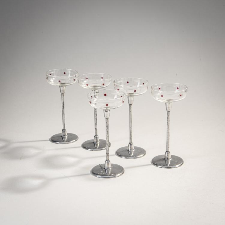 Hauptbild zu Objekt, F&uuml;nf Lik&ouml;rglaser, um 1910, Otto Wagner, Filzamer, August, Wien, 174A 200