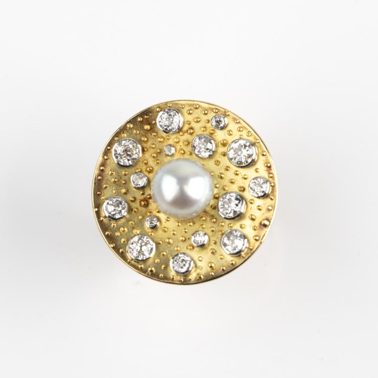 Bild 2 zu Objekt, Scheibenring mit Perle und Diamanten, Wandinger, Franz und Hermann, M&uuml;nchen, 176D 780