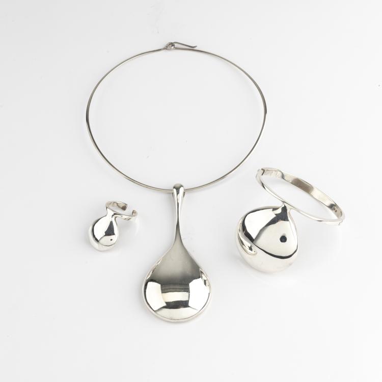 Hauptbild zu Objekt, Three-piece jewelry set, 1970s, Relo, Pforzheim, 174C 1010