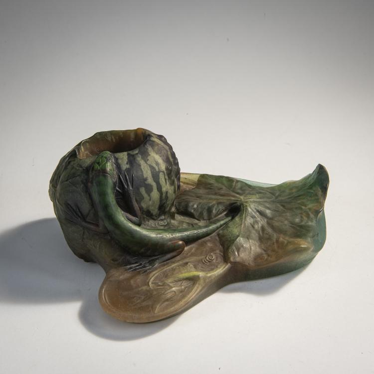 Hauptbild zu Objekt, Tintenfass 'Lezard' mit K&uuml;rbis, um 1909, Amalric Walter, Daum Fr&egrave;res, Nancy, 174A 74