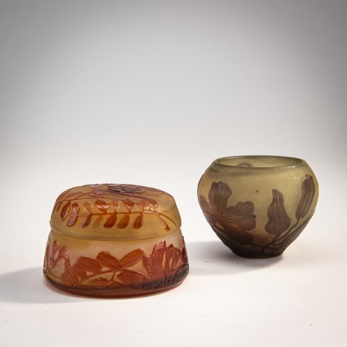 Box and cover 'Glycines' and small vase 'Clématites', 1908-20