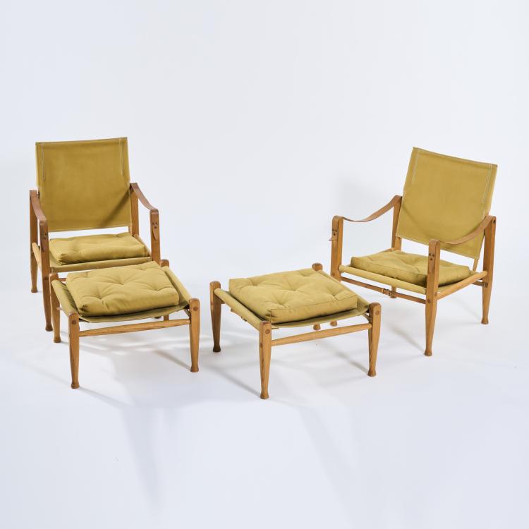 Hauptbild zu Objekt, Two 'Safari' armchairs with footstools, 1933 (design), Kaare Klint, Rasmussen, Rud., Snedkerier Aps, Kopenhagen, 175A 22