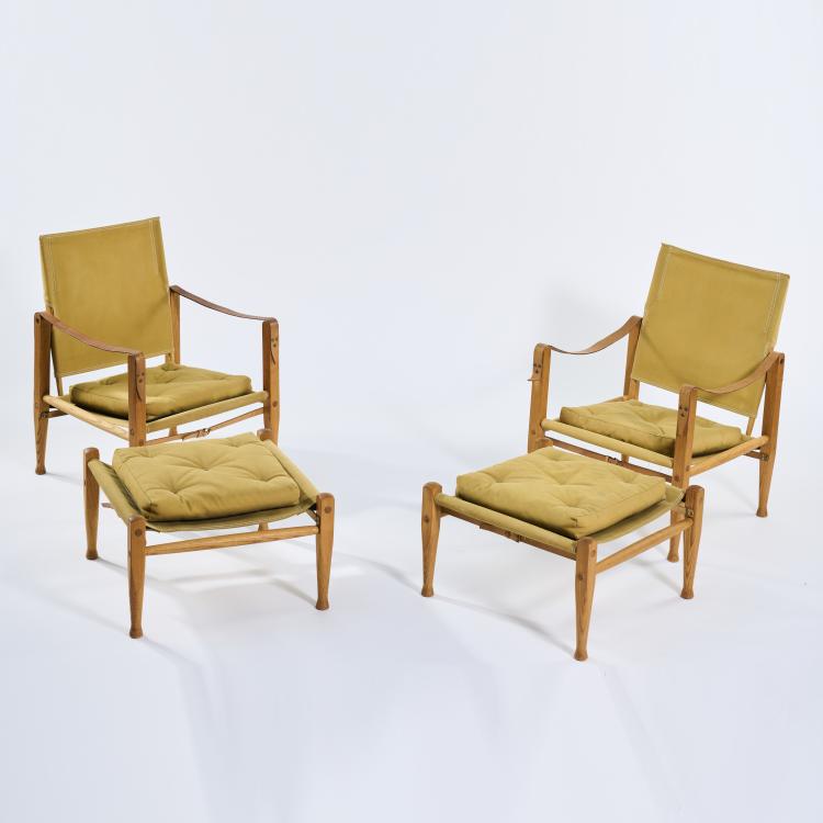 Bild 1 zu Objekt, Two 'Safari' armchairs with footstools, 1933 (design), Kaare Klint, Rasmussen, Rud., Snedkerier Aps, Kopenhagen, 175A 22