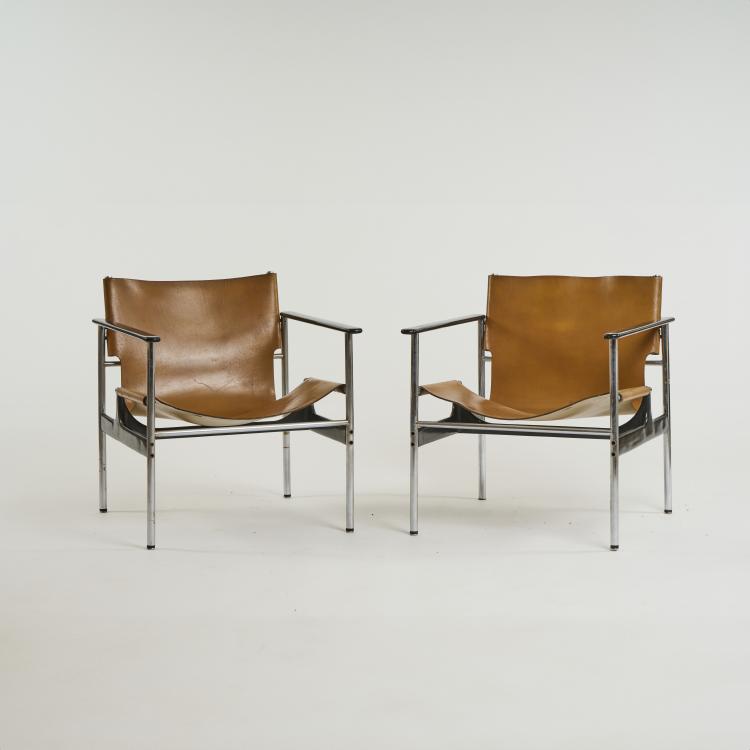 Hauptbild zu Objekt, Two '657' - 'Sling' armchairs, 1960 (design), Charles Pollock, Knoll International, New York, 175A 43