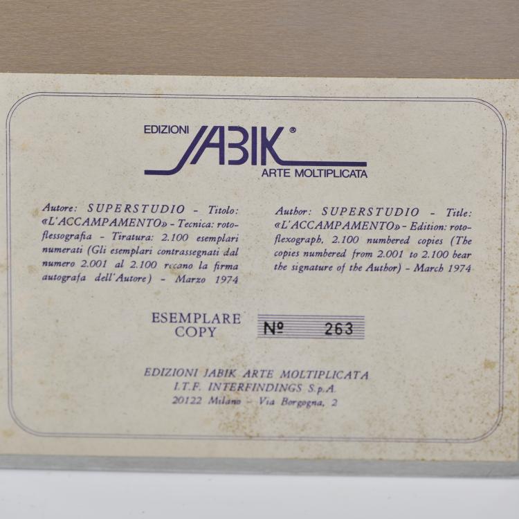 Bild 1 zu Objekt, Multiple 'L'Accampamento', 19711,  Superstudio, Edizioni Jabik Multipli, I.T.F Interfindings, Mailand, 174B 496