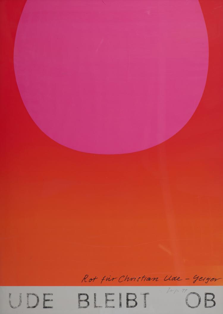 Hauptbild zu Objekt, Plakat 'Ude Bleibt OB - Rot f&uuml;r Christian Ude', 1999, Rupprecht Geiger, 175D 740