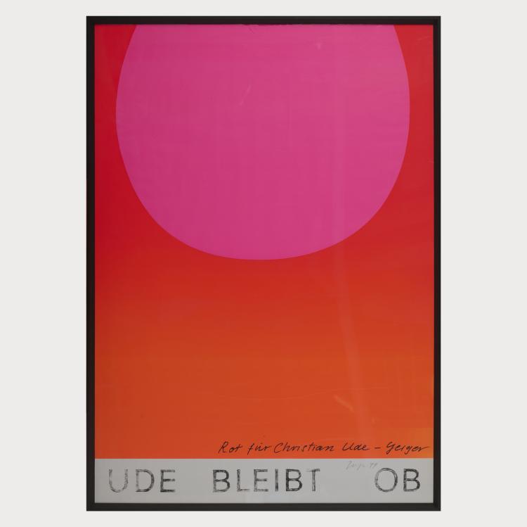 Bild 1 zu Objekt, Plakat 'Ude Bleibt OB - Rot f&uuml;r Christian Ude', 1999, Rupprecht Geiger, 175D 740