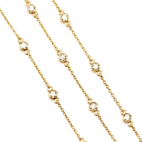 Sautoir link chain with diamonds