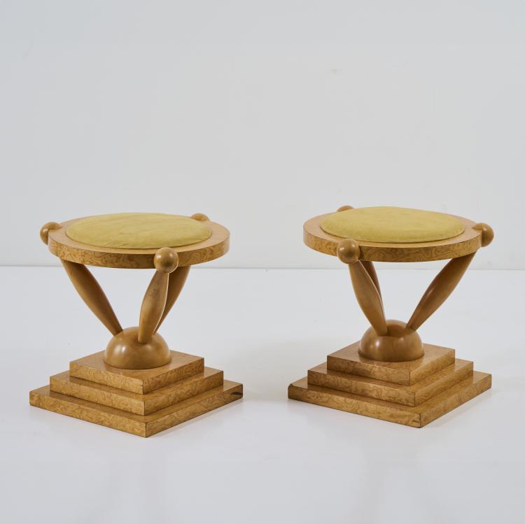 Bild 1 zu Objekt, Two 'Maddalena' stools, 1980s, Matteo Thun, Anthologie Quartett, Bad Essen (zugeschrieben/attr.), 174B 741