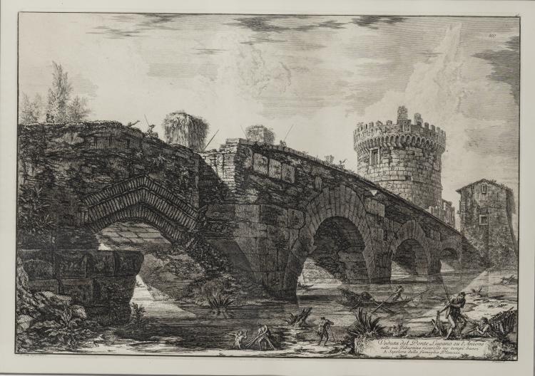 Bild 1 zu Objekt, 'Veduta dell'Arco di Costantino...' (1760) and 'Veduta del Ponte Lugano su l'Anione...', (1763) (printed later), Giovanni Battista Piranesi, 175D 660