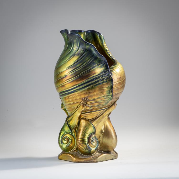 Hauptbild zu Objekt, Vase mit Schnecken, um 1902, Vilmos Zsolnay, Zsolnay, P&eacute;cs, 174A 404