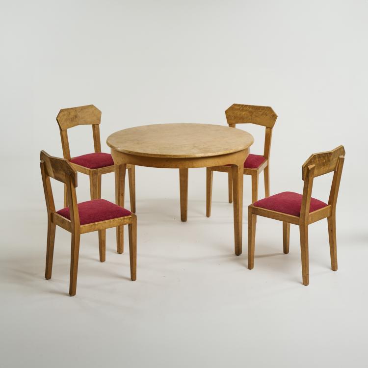 Hauptbild zu Objekt, Four anthroposophical chairs and a table, 1934, Siegfried P&uuml;tz, P&uuml;tz, Siegfried, Calw, 176B 80