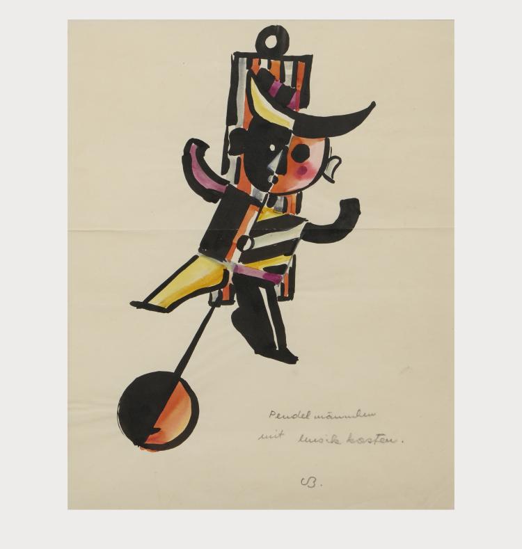 Bild 3 zu Objekt, 'Pendelm&auml;nnchen mit Musikkasten' und 'Kopfputz', around 1925, Camilla Birke, 175D 692