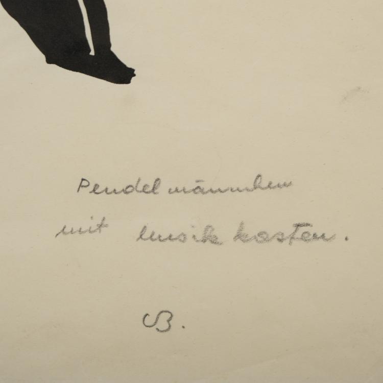 Bild 5 zu Objekt, 'Pendelm&auml;nnchen mit Musikkasten' und 'Kopfputz', around 1925, Camilla Birke, 175D 692