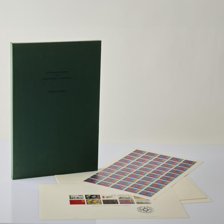 Hauptbild zu Objekt, Portfolio '10 Postwertzeichen zur Versendung von Bildern', 1990, Thomas Huber, Galerie Akinci, Amsterdam/Galerie Magers, Bonn, 175D 747