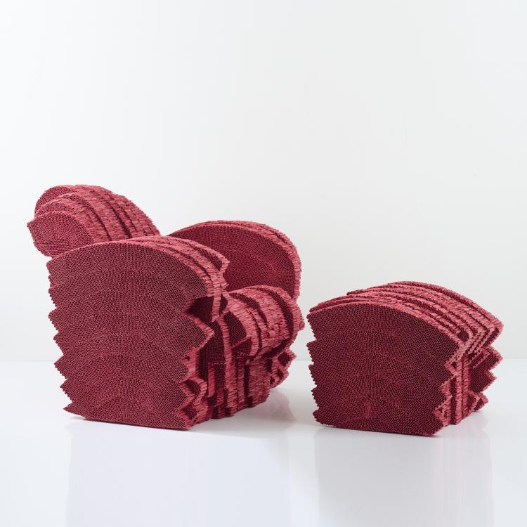 Bild 2 zu Objekt, 'Red Beaver' armchair with ottoman, 1980 / 2005 (design), Frank O. Gehry, Vitra, Birsfelden, 175B 351