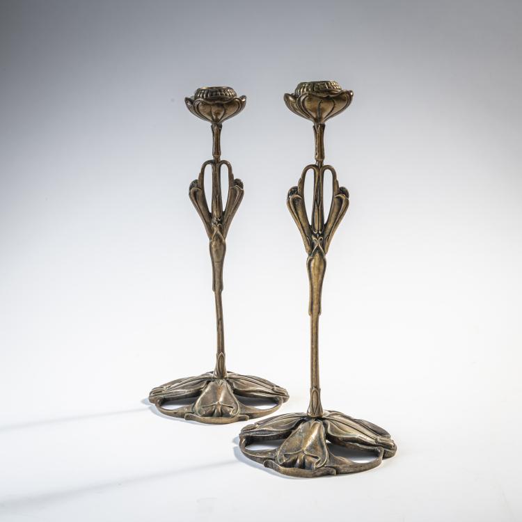 Hauptbild zu Objekt, Two candlesticks, c. 1905, Georges de Feure, Bing, Siegfried; Art Nouveau, 176C 508