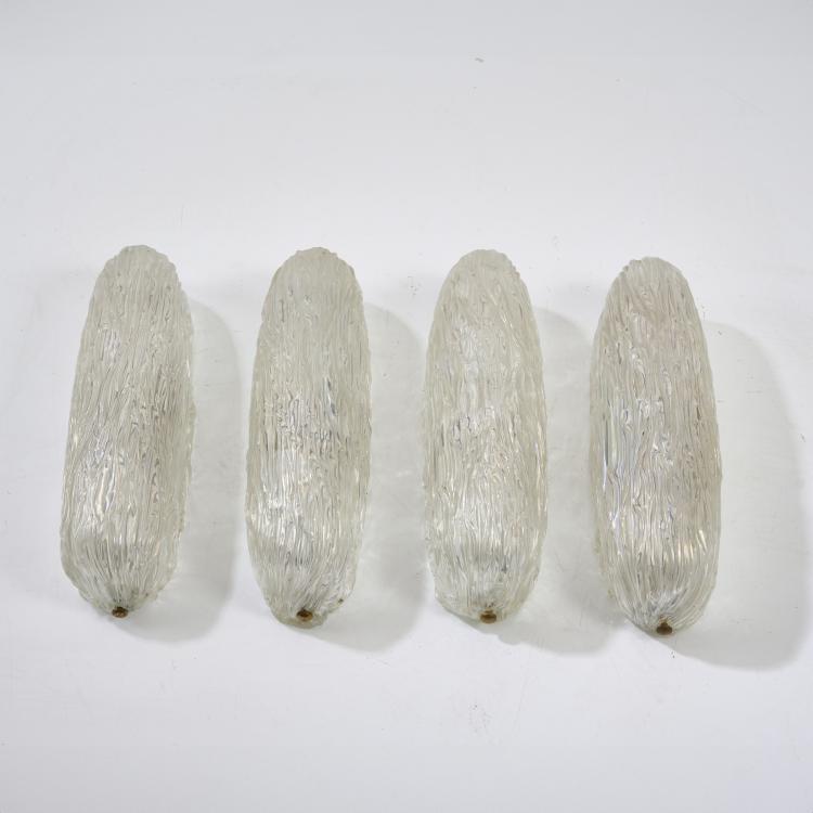 Bild 1 zu Objekt, Four 'Bamb&ugrave;' wall lights, 1950s, Venini & C., Murano, 175B 238