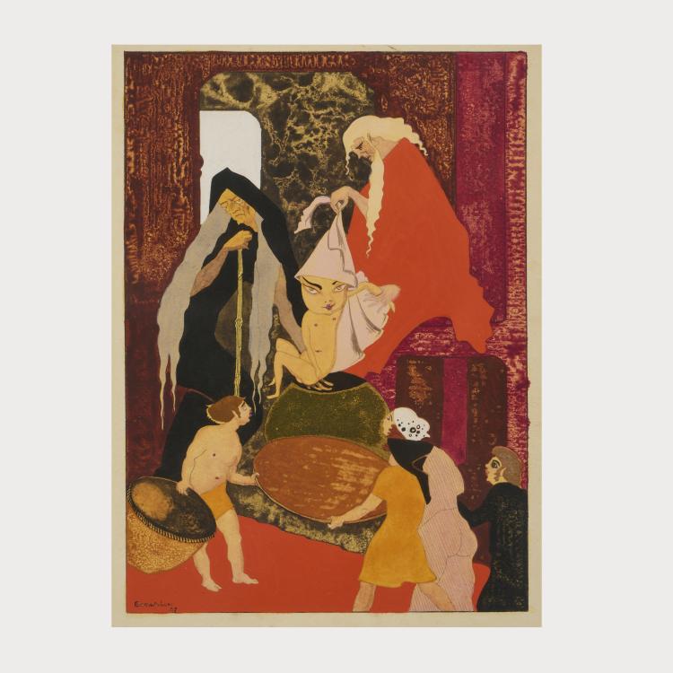 Hauptbild zu Objekt, 'Illustration for Plays of Aristophanes', um 1927, Jean de Bossch&egrave;re, 175D 693