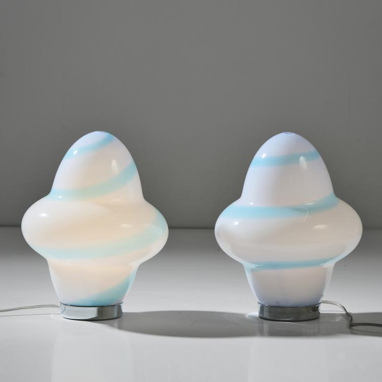 Hauptbild zu Objekt, Zwei Tischleuchten 'Aero - Spira', um 1994 (Entwurf), Associati Sottsass, Venini & C., Murano, 175B 404