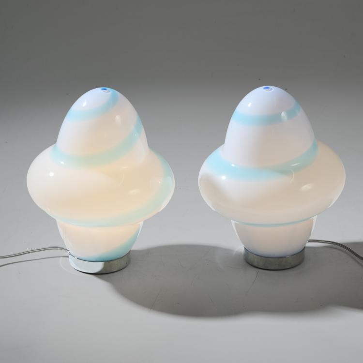 Bild 1 zu Objekt, Zwei Tischleuchten 'Aero - Spira', um 1994 (Entwurf), Associati Sottsass, Venini & C., Murano, 175B 404