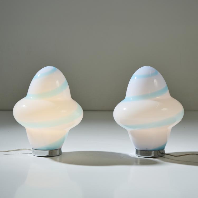 Bild 2 zu Objekt, Zwei Tischleuchten 'Aero - Spira', um 1994 (Entwurf), Associati Sottsass, Venini & C., Murano, 175B 404