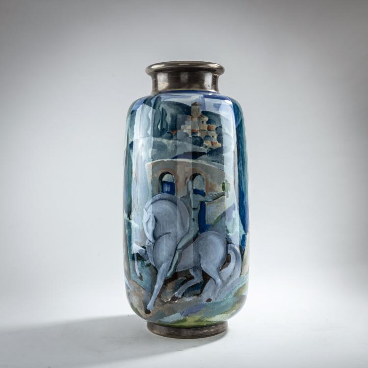 Hauptbild zu Objekt, Bodenvase 'Le Cavalier &agrave; l'oiseau', 1934, Ren&eacute; Crevel (nach), S&egrave;vres, Manufacture Nationale de, 176C 492