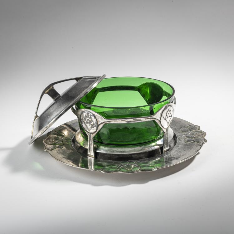 Bild 1 zu Objekt, Butterdose und Teller, 1901, Joseph Maria Olbrich, Hueck, Eduard, L&uuml;denscheid, 176C 706