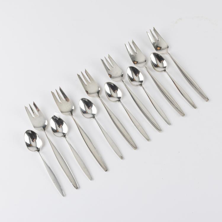 Hauptbild zu Objekt, Zw&ouml;lf Besteckteile 'Cypress', 1954, Tias Eckhoff, Jensen, Georg, Kopenhagen / Copenhagen, 177A 93