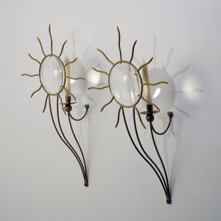 Hauptbild zu Objekt, Two 'Soleil' sconces, 1987 (design), Andr&eacute; Dubreuil, Ceccotti Collezioni, Pisa, 175B 393