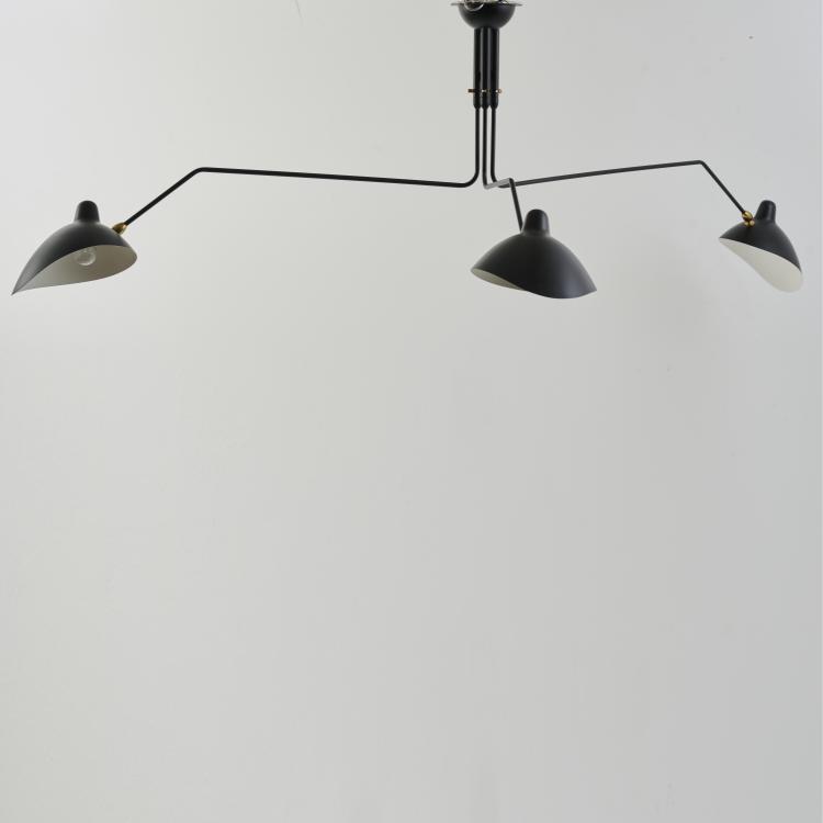 Hauptbild zu Objekt, 'Suspension &agrave; trois bras pivotants' ceiling lamp, 1958 (design), Serge Mouille, Frankreich, 176B 291