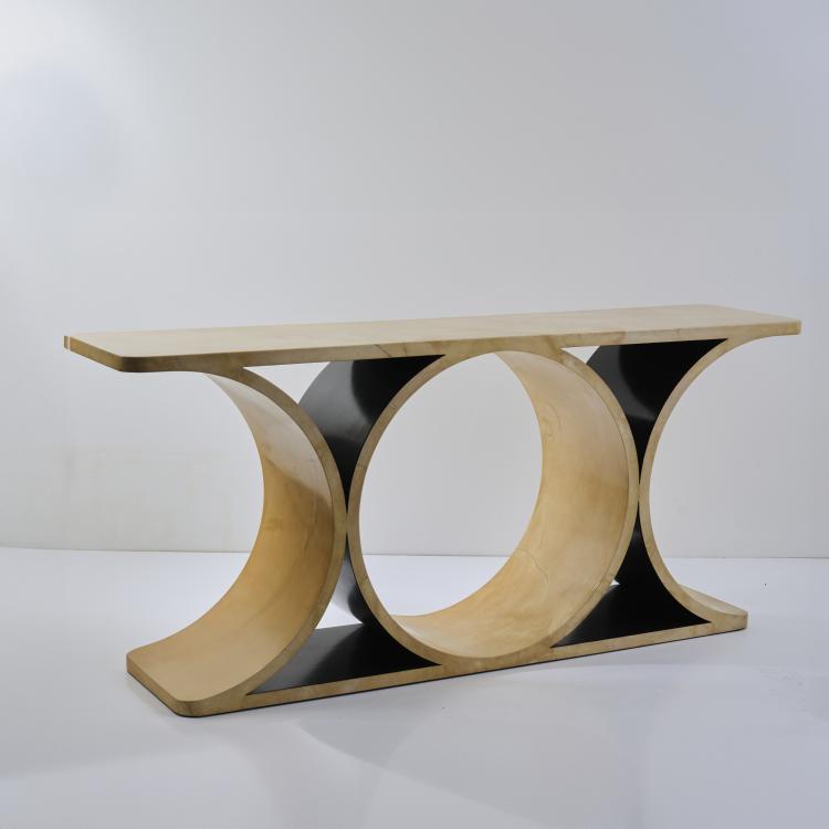 Hauptbild zu Objekt, 'JMF Double C Console' console table, 1980s (design), Karl Springer, Springer Ltd., New York, 175B 360