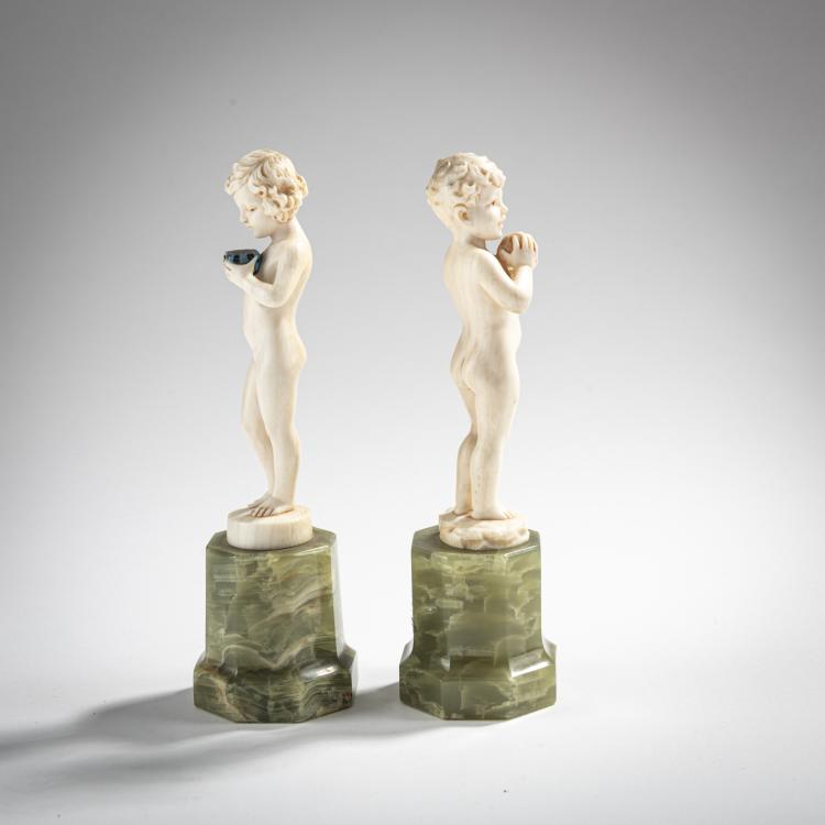 Bild 1 zu Objekt, 'M&auml;dchen mit Schatulle' und 'Knabe mit Apfel', vor 1914, Ferdinand Preiss, 176C 692