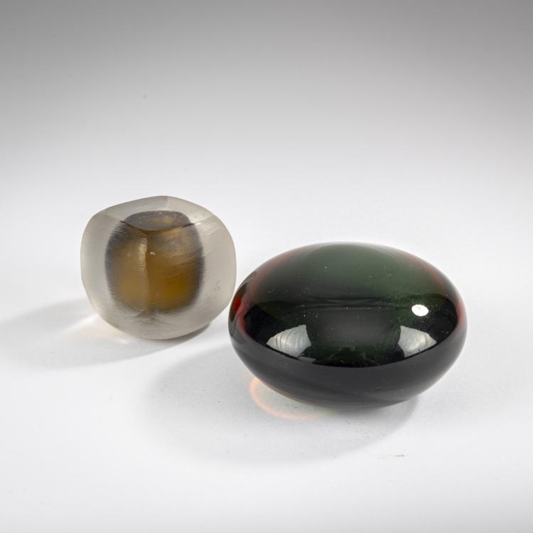 Hauptbild zu Objekt, Zwei Briefbeschwerer 'Sommerso' und 'Inciso', 1950er Jahre, Venini & C., Seguso Vetri d'Arte, Murano, 177B 559