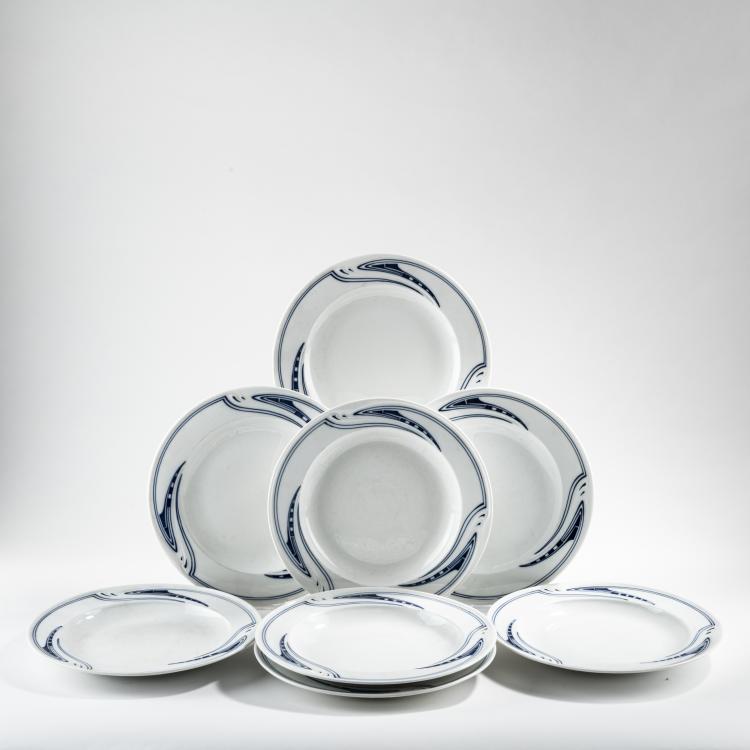 Hauptbild zu Objekt, Acht Speiseteller 'Peitschenhieb', 1903/04, Henry van de Velde, Meissen, KPM, 176C 639