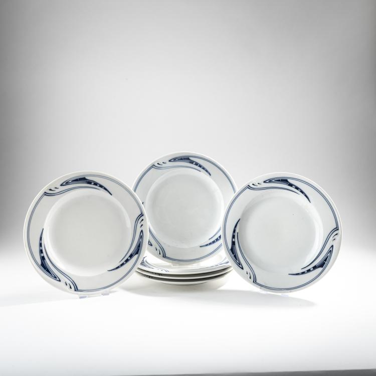 Hauptbild zu Objekt, Six dinner plates 'Whiplash', 1903/04, Henry van de Velde, Meissen, KPM, 176C 640