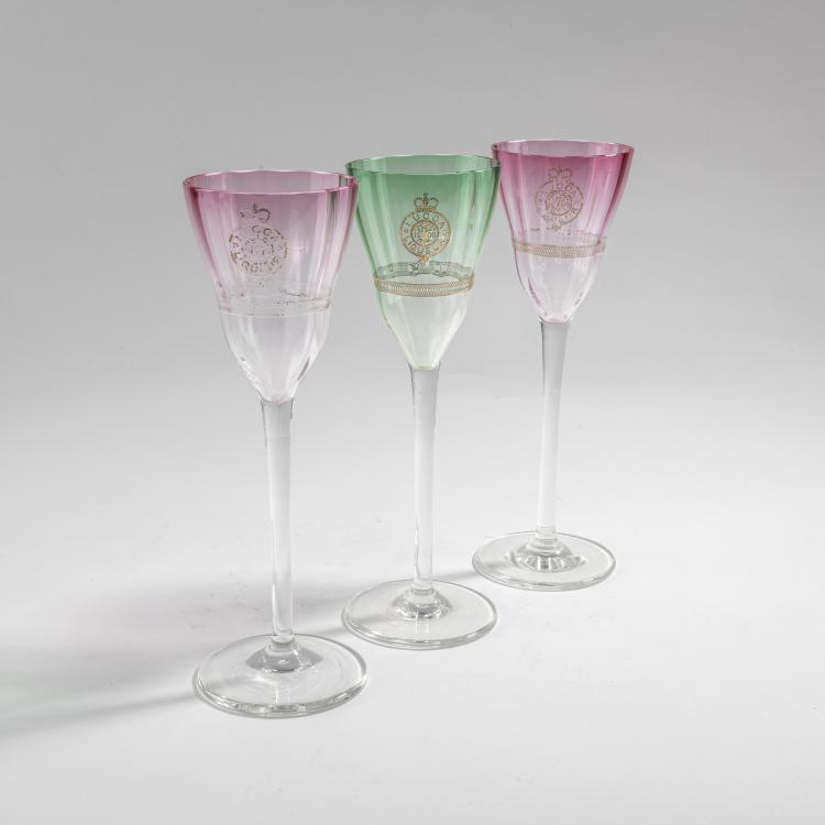 Hauptbild zu Objekt, Three liqueur glasses, c. 1900, Koloman Moser, Lobmeyr, J.&J., Wien; Bakalowits S&ouml;hne, Wien, 176C 554