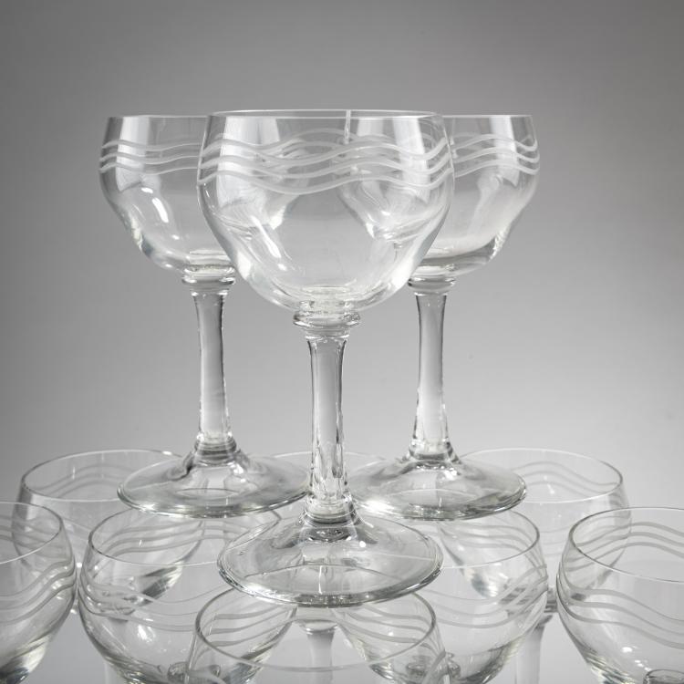 Bild 1 zu Objekt, Elf Lik&ouml;rgl&auml;ser, um 1904, Hans Christiansen, Theresienthaler Krystallglasfabrik, 176C 620